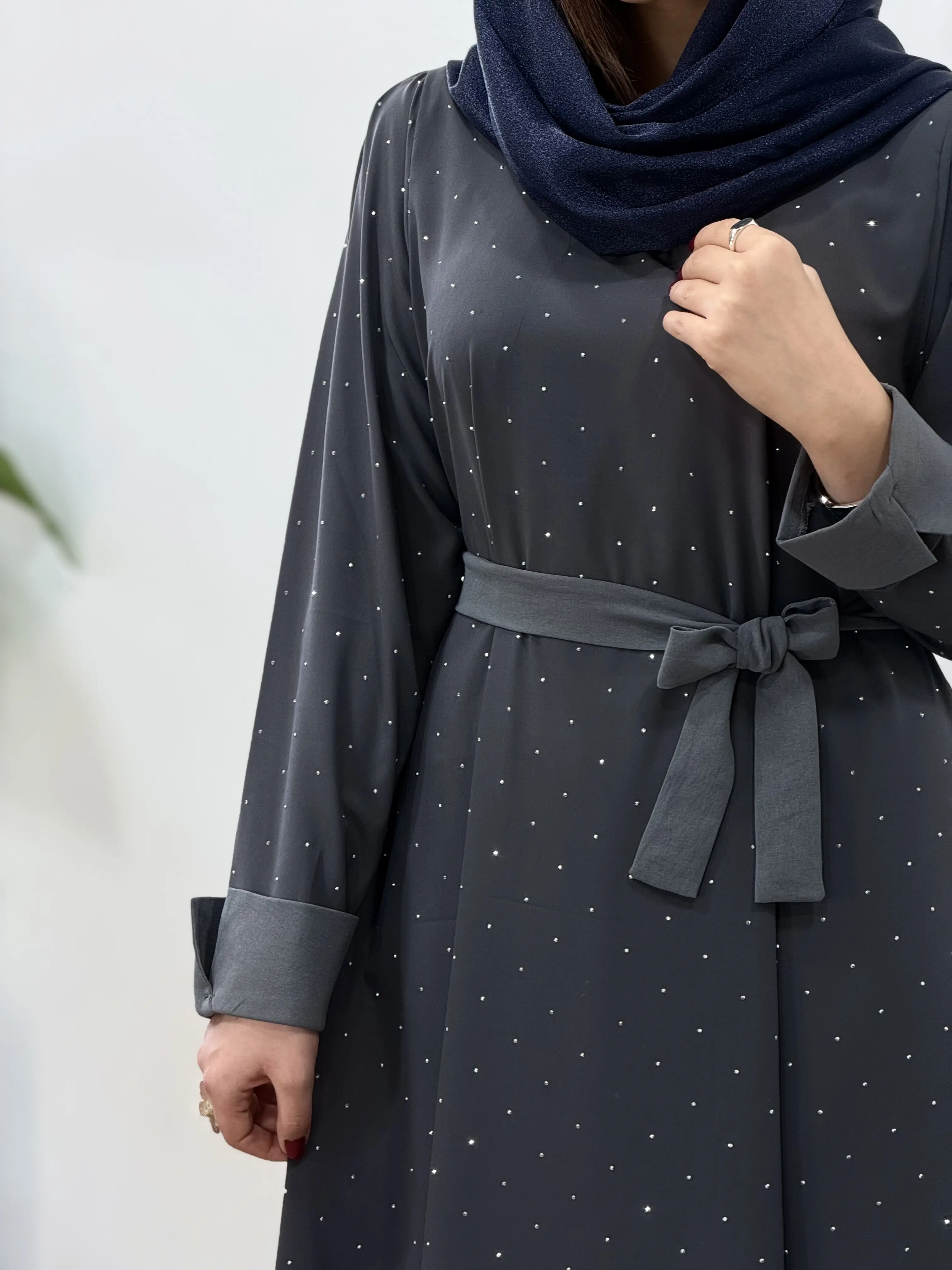 پیراهن مانتویی بلند نگین